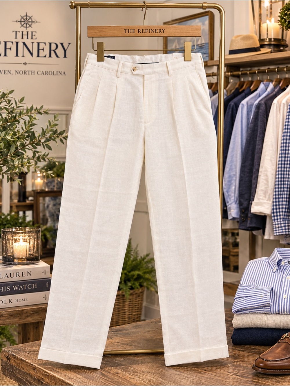 PAUL FREDRICK - men’s Ivory Linen Pants NWT